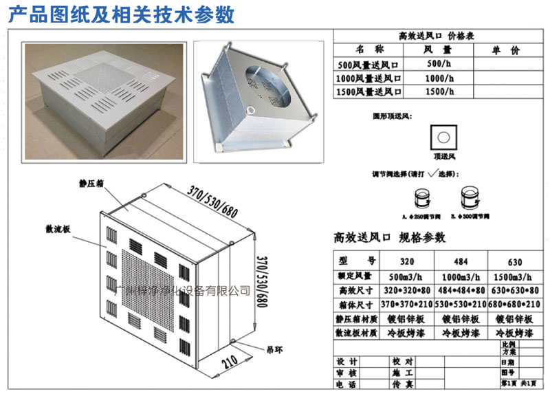 500、1000、1500新型高效送風口規(guī)格尺寸